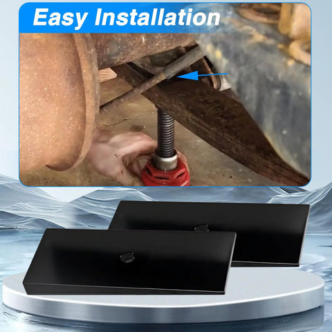 2 Pack 2 Inch 4 Degree Steel Leaf Spring Shims for angle correction under vehicle suspension, black 1045 steel.