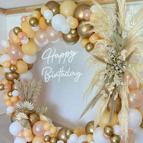 Happy Birthday Neon Sign For Wall Decor Large 16.5 By 11 Inches USB Powered LED Light Up Sign With Adjustable Brightness