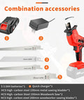 Combination accessories for Compact Cordless Reciprocating Saw Kit With Dual Lithium Ion Batteries and Easy Blade Swap.