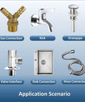 Plumbing connections including gas, valve, sink, hose connector shown for PTFE Thread Seal Tape 4 Pack High Density Leakproof Plumbing Tape White For Pipes And Faucets DIY Friendly Waterproof And Heat Resistant From Minus 200 C To 250 C Half Inch By 394 Inches Each