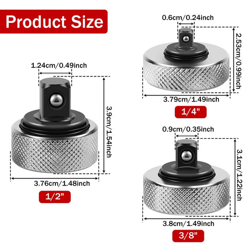 Compact Finger Ratchet Wrench Set With One Quarter Inch Three Eighths Inch And One Half Inch Mini Ratchets For Auto Repair And Home Mechanical Fixes Go To Tool Carbon Steel Reversible Thumb Wheel Wrenches For Tight Spaces showing product size dimensions
