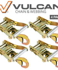 4 Vulcan Heavy Duty Ratchet Strap Buckles With Snap Hooks 4 Pack 3,300 Pound Safe Working Load For 2 Inch Tie Down Straps