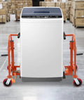 Heavy Duty Manual Furniture Mover Dolly With Swivel Casters, 1300 Pound Capacity Steel Handle Tool To Haul Heavy Loads Like A Pro Without Ripping Your Back Out, Orange supporting a washing machine.