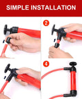 Universal Manual Car Fluid Transfer Pump With Extended Suction Hose Kit Fuel Extractor assembly steps showing simple installation guide.