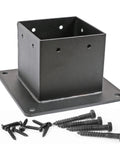 Stainless Steel Flange Anchor Base For 4x4 Deck Posts With Screws Black Finish 3.5 By 3.5 Inch Inner Size Heavy Duty Post Mount One Pack