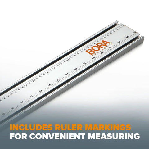 Make Straight Runs No Sweat With This 50 Inch Clamp Edge Extension Add Fifty Inches To Your Rig For Crisp Cuts On Circular Saws Built In T Track Delivers Legit Precision Daily, showing ruler markings for accurate measuring.