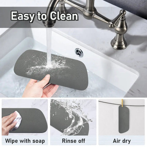 Person rinsing Two Pack Fridge Drip Tray Mats Cuttable 8.3 By 3.1 Inches Absorbent Ice Dispenser Mat for Samsung Whirlpool GE