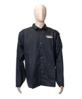 Black X Large Flame Resistant Welding Jacket With Cotton Nine Ounce Fabric on mannequin, buttoned front, KH808XL