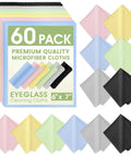 Zeefpod 60-pack microfiber cleaning cloths, assorted colors, 6 x 7 inches for eyeglasses and screens, front view