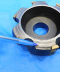 5 Inch OD Face Mill With 1 1/2 Inch Pilot No Labeling On This Face Mill For CNC Milling And Metalworking Precision Tool Ideal For Industrial Machining Projects And Shop Use Durable Construction And Versatile Milling Applications, top view