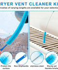 4-Piece Dryer Vent Cleaner Kit with flexible vacuum hose showing non-slip handle and lint brush on dryer surface