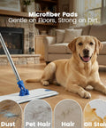 18 Inch Microfiber Flat Mop With Heavy Duty Stainless Steel Handle And Durable Aluminum Base for cleaning pet hair on hardwood.