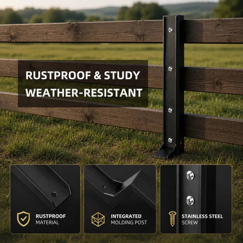 Heavy Duty 2 Pack Fence Post Repair Kit With One Piece Steel Anchors For Leaning Or Crooked Wood Rails Rock Solid Quick Fix Backyard Support System with rustproof molding post.