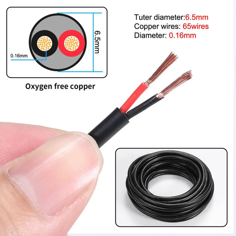 Premium 16 Gauge 2 Conductor Hookup Wire With Oxygen Free Copper Stranded PVC Jacket 16.4 Ft 5 M Coiled Wire Detail