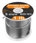 60/40 Stained Glass Solder for Copper Foil, 3mm Diameter, 1 Pound Spool, Tin Lead Alloy, High Purity, Easy Melt, Spool View