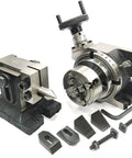 4 Inch Milling Indexing Rotary Table Set With 100 MM Diameter, Tailstock, M6 Clamp Kit, 70 MM Four Jaw Independent Chuck, Round Vise