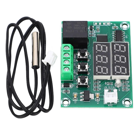 Digital Temperature Controller With Double Display And 12V 10A Relay Thermostat Module For Freezers Incubators And Machine Rooms 58 To 230F Range Easy Setup Cool DIY Lab Gear, sensor probe and PCB