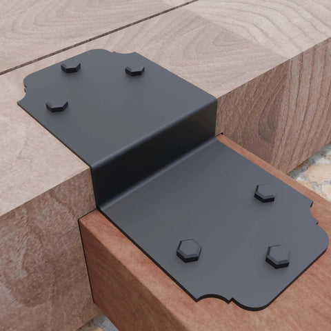Beefy Heavy Duty Pergola Brackets 4 Pack Black 6 Inch Steel Z Angle Joist Ties For Wood DIY Projects Installed