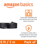 Heavy Duty 10 Foot Replacement Power Cord For Computer Monitor Tv Printer Pc 3 Prong Cable 18 Awg 125 Volts Black Nema 5 15P To Iec C13 Ul Listed.