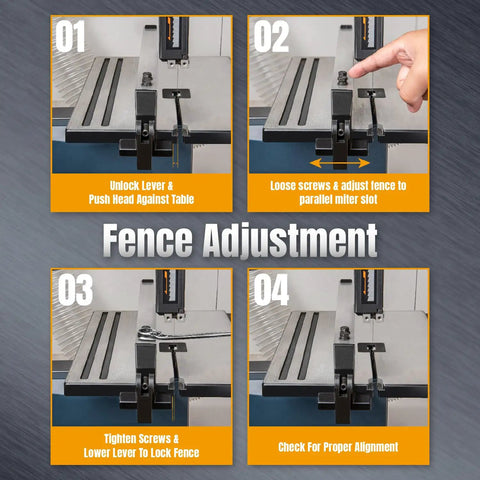 Versatile 9 Inch Band Saw Rip Fence For Accurate Cuts Fits WEN Ryobi Delta Craftsman Harbor Freight Black And Decker And More Adjustable Length Lock Levers For A Tight Squared Setup