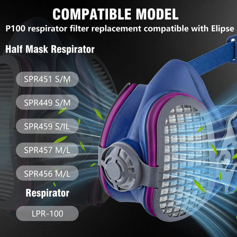 Bad Ass P100 Replacement Respirator Filters For Half Masks 4 Pack Quick Swap Compatible With Elipse P100 Series Spray Paint Welding Dust Guard Includes Soft Nose Cups For Tight Seal