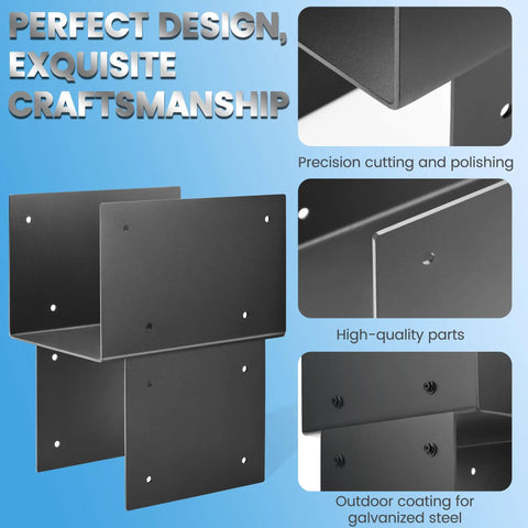 Heavy Duty Post Cap Brackets 4 Pack For 7.5 Inch Square Steel Post To Beam Connectors For Pergola Gazebo Deck Patio Weatherproof Outdoor Use Built To Last Rustproof And Waterproof Design For Outdoor Use With Easy Install And Long Lasting Stability