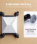 Heavy Duty Rock Solid Ultra Suction Cup Mount For Starlink Mini Dish Anti Shake Stability Rapid Install No Assembly Required For Car RV Boat Windshield Or Sunroof, top view showing suction cups and shock-absorbing design.