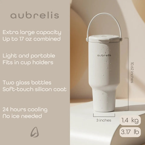Portable Breast Milk Cooler With Two 17 Oz Glass Bottles Delivers 24 Hours Of Totally Reliable Ice Free Cooling in light portable design.