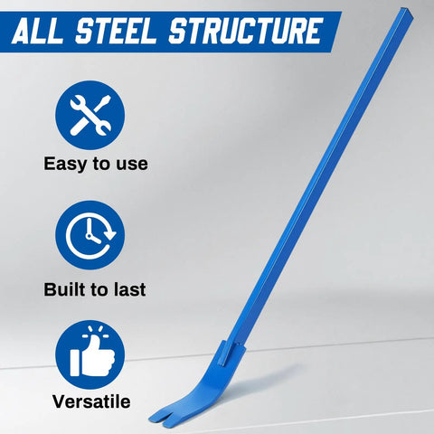 Beefy All Steel Crow Bar Nail Puller For Demolition And DIY Home Renovations Woodworking 56 Inch Pry Bar With Vibrant Blue Finish