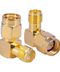 2 Pack SMA 90 Degree Right Angle Adapter Male SMA To RPSMA Female Coax Connector Gold Plated 50 Ohm RF Elbow Adapters
