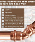 Zero Lead 3/4 Inch Copper Press Fittings Set, 12 Pieces, 45 Degree Elbow Couplings For Copper Pipe, 7/8 Inch OD, installed view