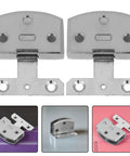 Beefy Heavy Duty Stainless Steel Glass Door Hinge For 8-9mm Glass Doors And Cabinets, Wear Resistant Pivot Hinge With High Load-Bearing Capacity For Commercial Use And Easy Quick Install Cabinet And Glass Door Hardware. Set of stainless steel glass door hinges for 8-9mm cabinets