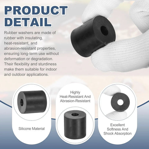 15 Pcs Rubber Spacers 25mm Outer Diameter 8mm Inner Diameter 25mm Thick Heavy Duty Anti Vibration Pads For Home Garage Car Boat Isolation Bushings Washers, black silicone spacer