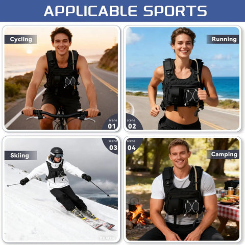 Hydration Chest Vest With 2L Water Bladder, Lightweight Running Backpack For Women And Men in cycling, running, skiing, camping scenes