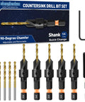 Size 8 Countersink Drill Bit Set For Wood 12 Piece With Adjustable Countersink Bits Magnetic Extension Bit Holder