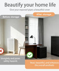 Comparison of room before and after installing No Drill Radiator Cover Cabinet For Home Wall Mounted Conceals Old Radiators And Clutter.