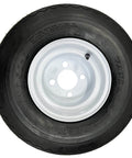 Four Pack 8 Inch White Golf Cart Wheels And 18X8.5-8 4 Ply Sawtooth Tires Set Fits Club Car Ez-Go Yamaha With 4 Lug On 4 Inch Bolt Pattern