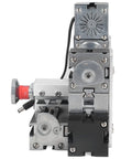 Close-up view of Top Shelf Mini Metal Lathe Machine showing the 60W motor and drill chuck, ideal for DIY projects.