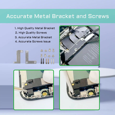 Complete Internal Bracket And Screw Replacement Kit For iPhone 11 Pro Max with detailed metal brackets and screws shown