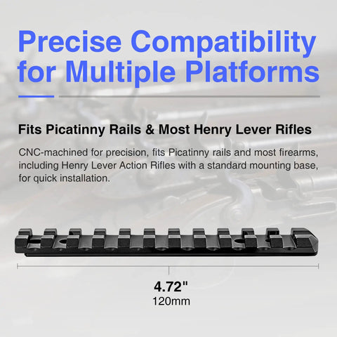 Ultra Lightweight 28g Picatinny Rail For Henry Lever Action Rifle T7075 Aluminum Scope Base detailed view with specs