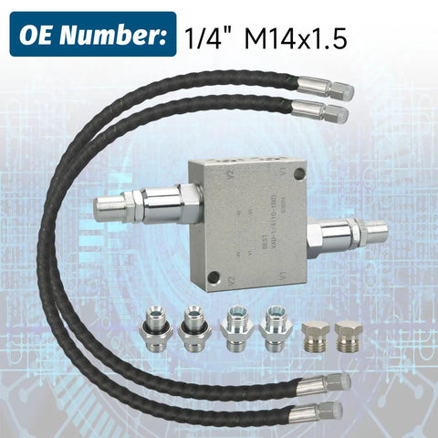 Mini Excavator Cushion Valve Kit For One Quarter Inch Hydraulic Hoses With M14x1.5 Threads Fits Hydraulic Swivel Motors And Most Small Machines Durable Replacement Part For Smooth Quiet Operation including hoses and valve components