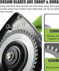 Close-up of dual saw blades of Pro Grade Automatic Pipe Cutting Machine with cold cutting for various pipes.