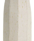 MR-1-2503 Hechimon Large Vertical White Vase Ceramic Beveled Pottery Granite White Finish Shigaraki Style Cool Home Decor