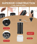 Manual Coffee Grinder With 40 Adjustable Settings Portable Conical Burr Grinder For Espresso On The Go 30g Capacity For Travel Camping Office And Home Use Glass Jar For Easy Viewing