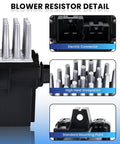 Detailed view of blower motor resistor showing electric connector, heat dissipation, and mounting for 2007-2013 Chevy GMC models.