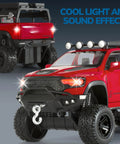 One Thirty Second Scale Die Cast Trucks For Boys Red Mammoth Model Pickup with lights, sounds, pull-back action and rugged tires