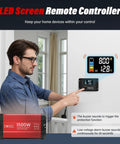Person using LED screen to control Beefy 1500W Pure Sine Wave Inverter from 12V DC to 110V AC with 3000W peak.