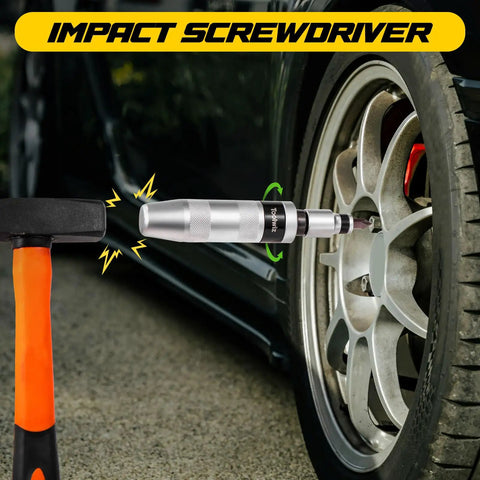 Half Inch Manual Impact Driver Set With Fourteen Pieces Reversible Mechanism S2 Steel Bits used on car wheel rusted fasteners