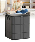 Upgraded XXL Foldable Storage Bag With Secure Full Seal Zipper, gray fabric bin, ideal for packing quilts and bulky sweaters.