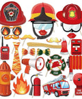 Fire Equipment Photo Booth Props Set With 25 Unique Cardboard Designs And Smooth Sticks, Fire Truck And Extinguisher Theme For Firefighter Themed Parties, Dope Party Decor And Photo Booth Accessories